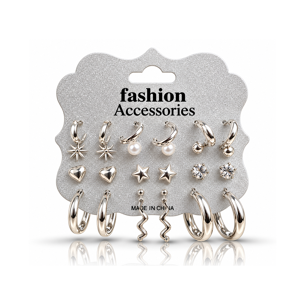 2Pcs - Gold-Plated 12-Piece Earrings Set