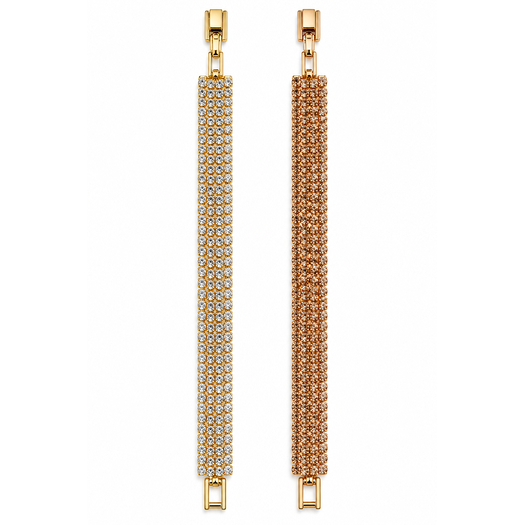 2 Crystal Tennis Bracelet – Gold & Rose Gold
