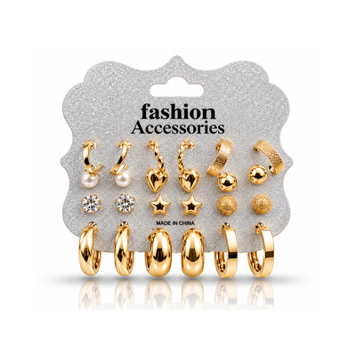 2Pcs - Gold-Plated 12-Piece Earrings Set