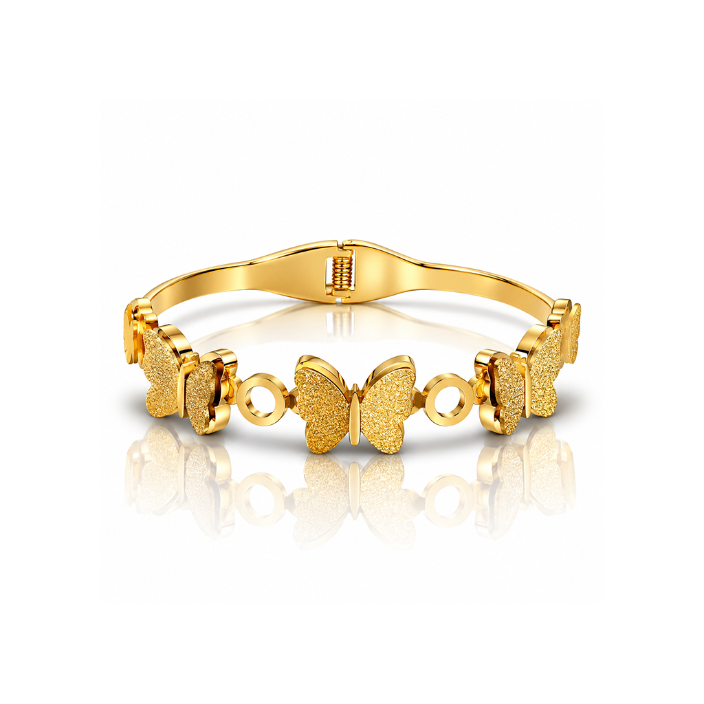 2Pcs Set - Gold Butterfly Charm Bracelet