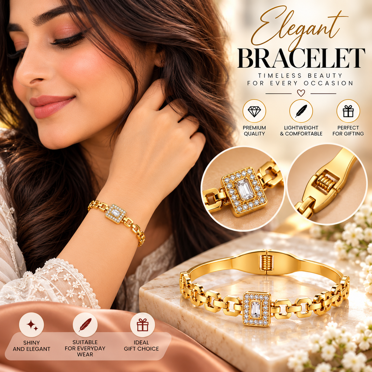 2Pcs Set - Gold Butterfly Charm Bracelet