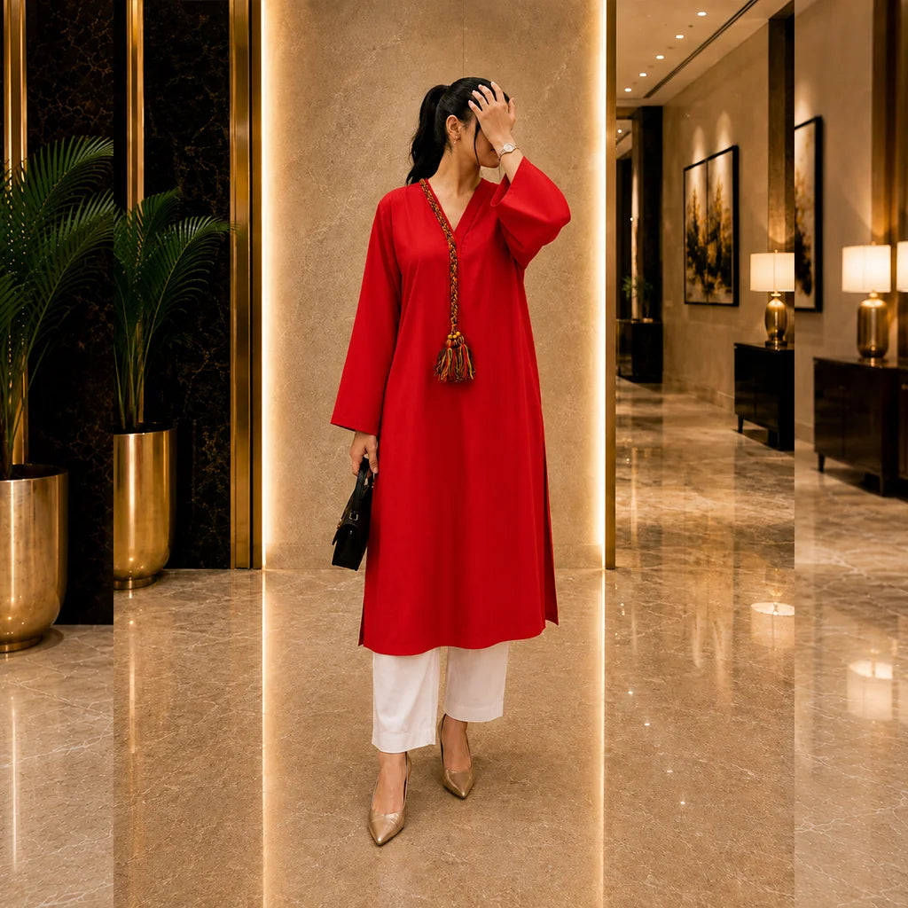 Red Dori Kurta Set