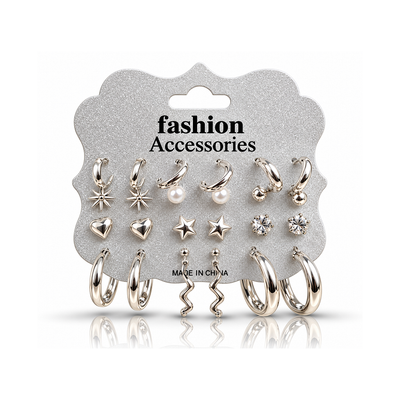 2Pcs - Gold-Plated 12-Piece Earrings Set